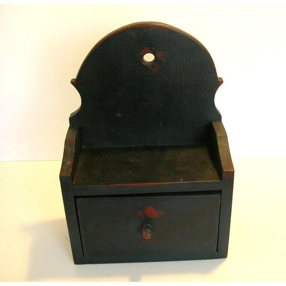 Primitive Hanging Wood Box with Drawer - Picture 9 of 9